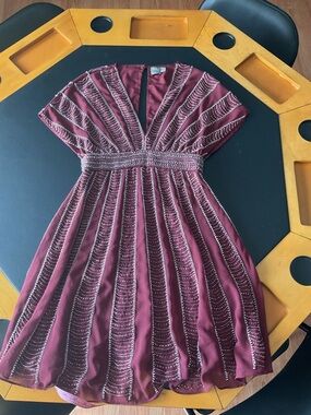 Asos Beaded Burgundy Party Dress
